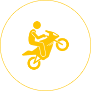 Icon of rider on motorcycle wheelie
