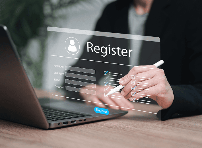 Digital registration process with checklist